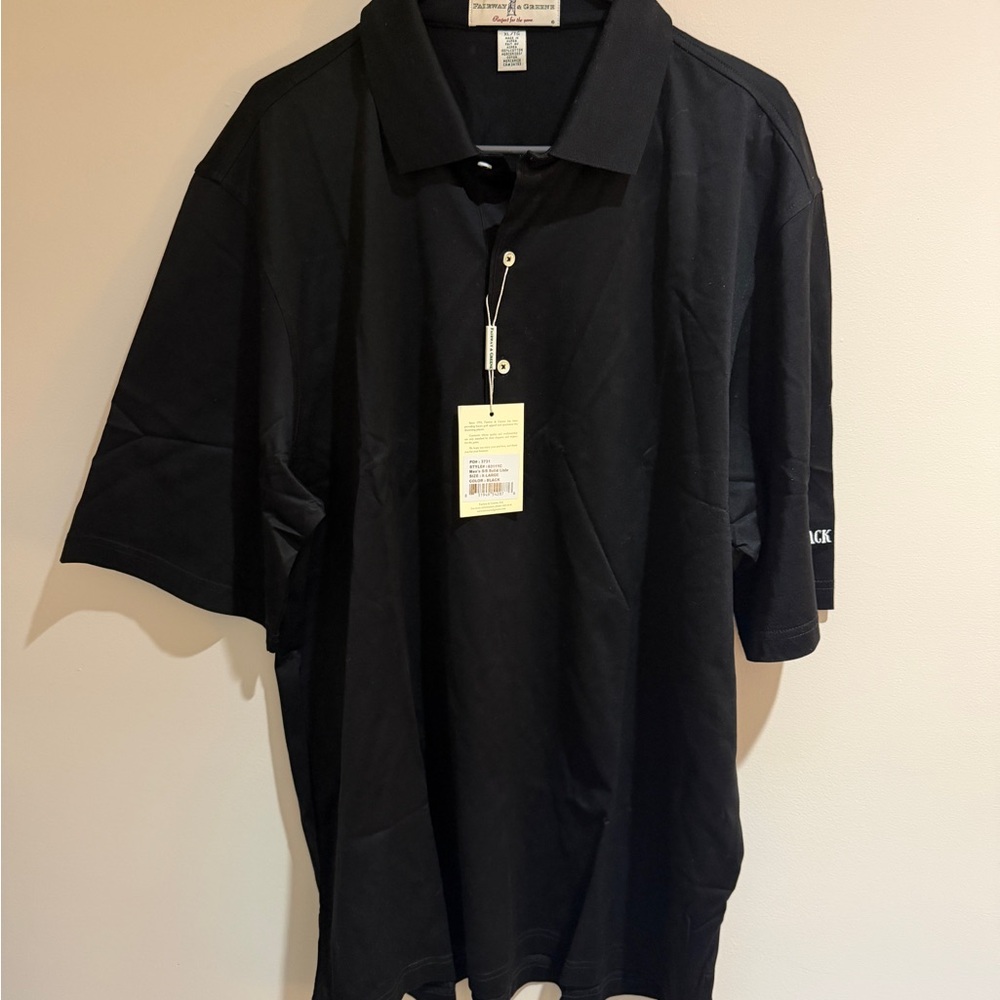 NWT Jack Daniel's Fairway & Greene Golf Polo Shirt Black Mens XL 100% Cotton New